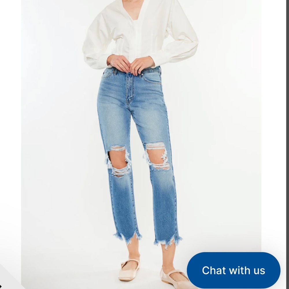 KanCan Regina High Rise Distressed Mom Jeans